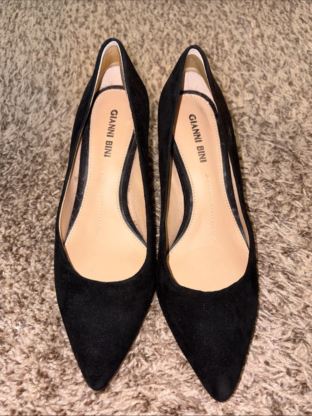 Gianni Bini Black Pointed-Toe Suede Flats